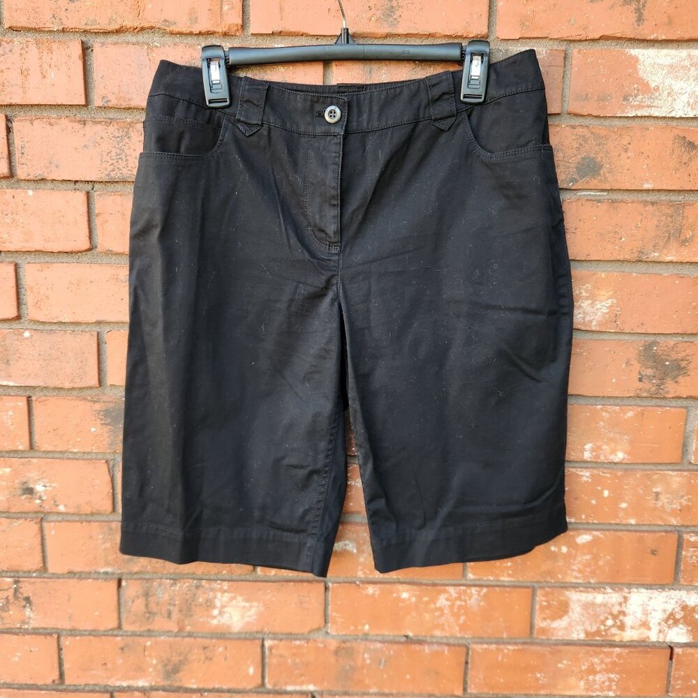 Black Basic Cotton Shorts 5 Belt Loops Chico's Size 1 US 8
